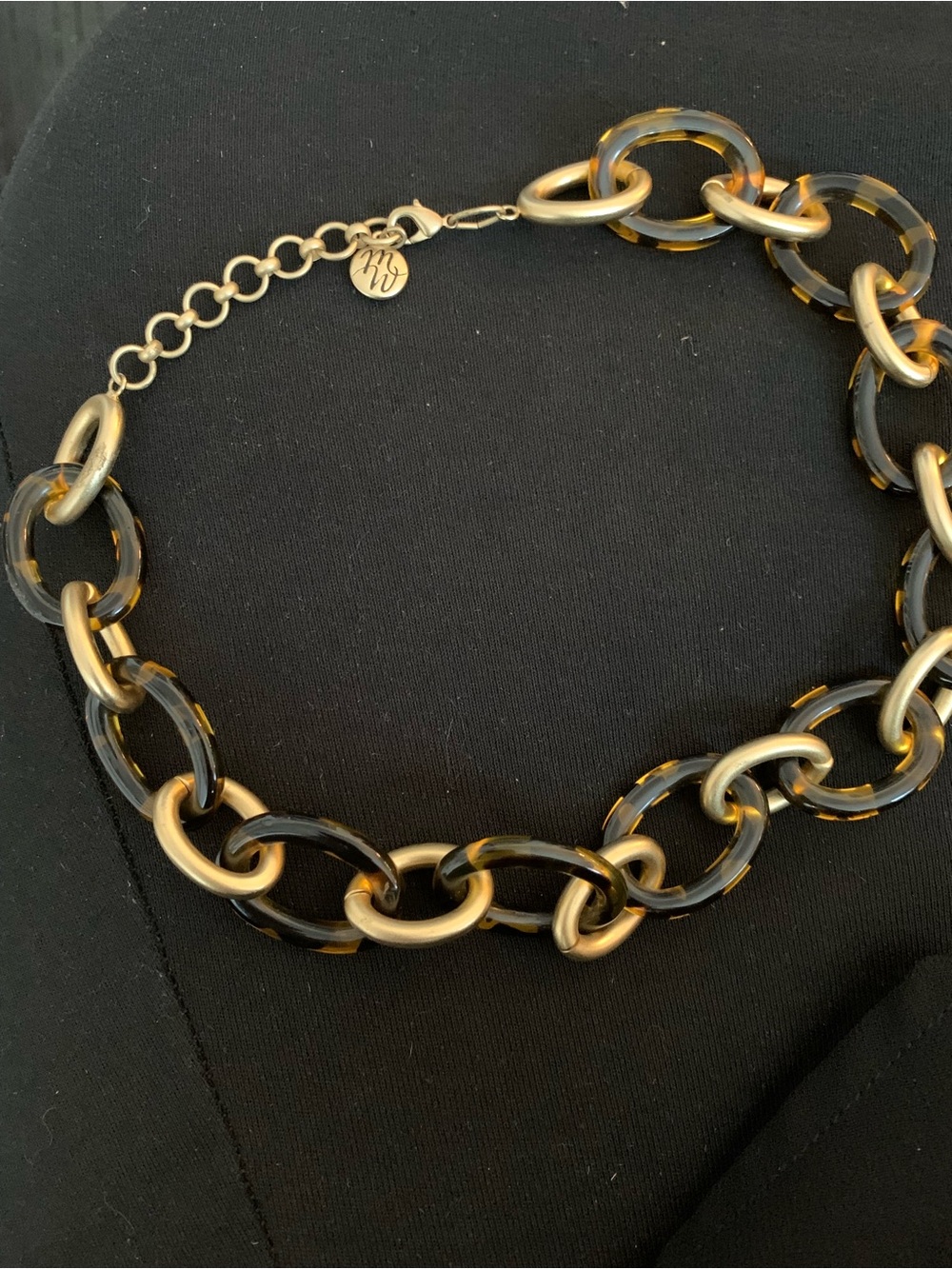 Madewell Brown Tortoiseshell and Gold Link Necklace